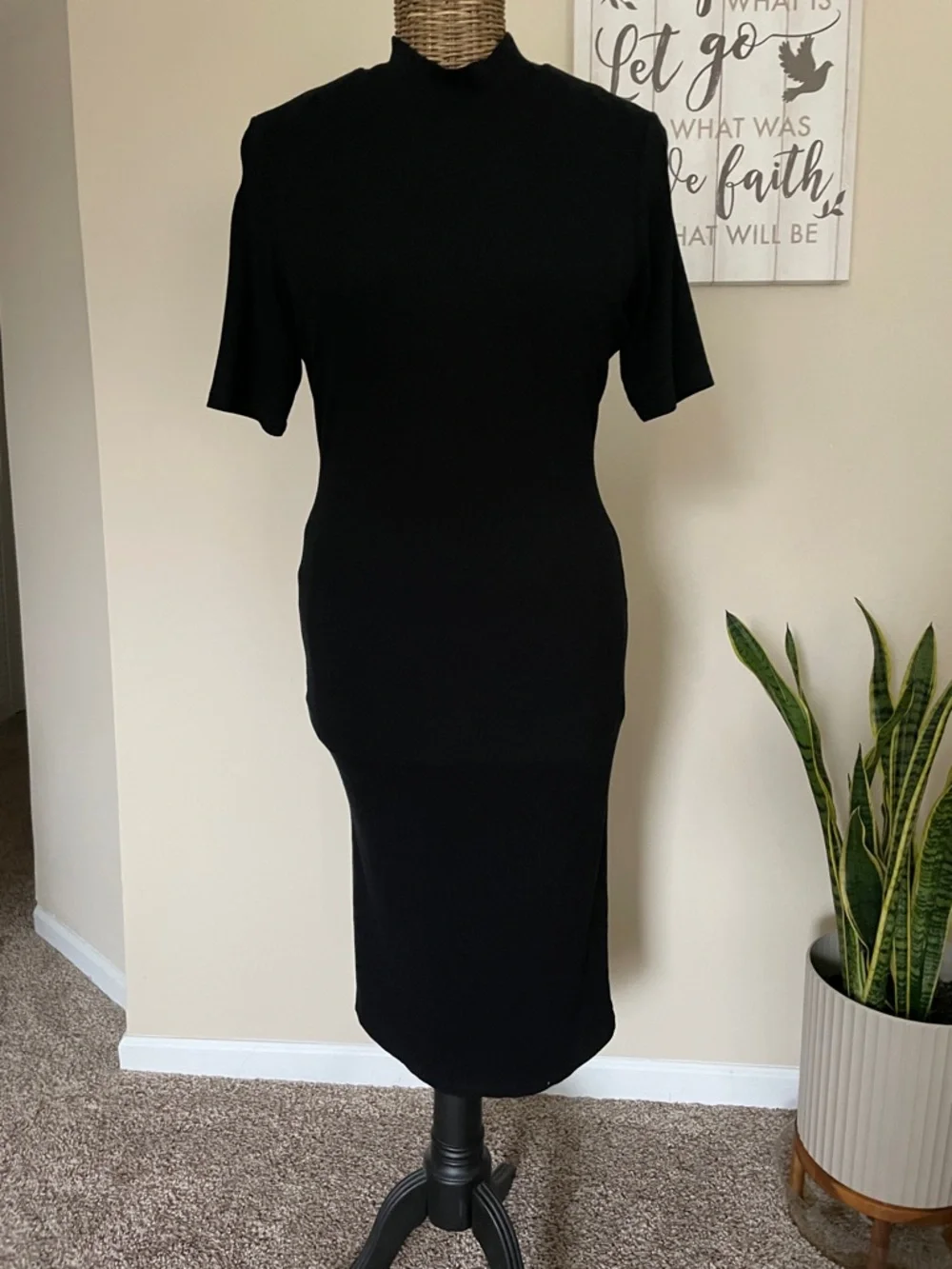 Marine Layer Black Lexi Rib Mock Neck Midi Dress - Picture 3 of 7